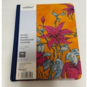 Caliber Artist Series Hardcover Journal 192 Lined Pages Orange Floral 6x8 105699